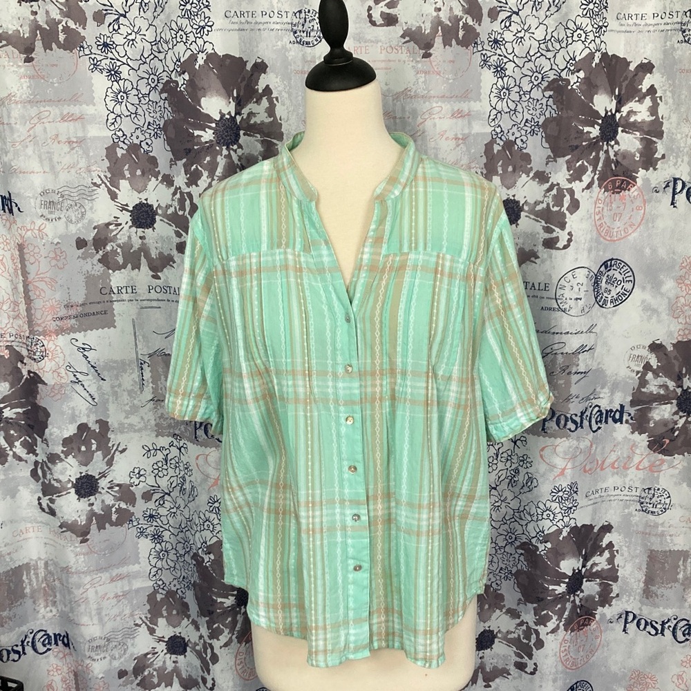 Preswick & Moore Aqua Plaid Button Down Shirt